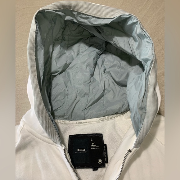 White Zip-Up Hoody with Grey Accents - Men’s size Large - Picture 4 of 10